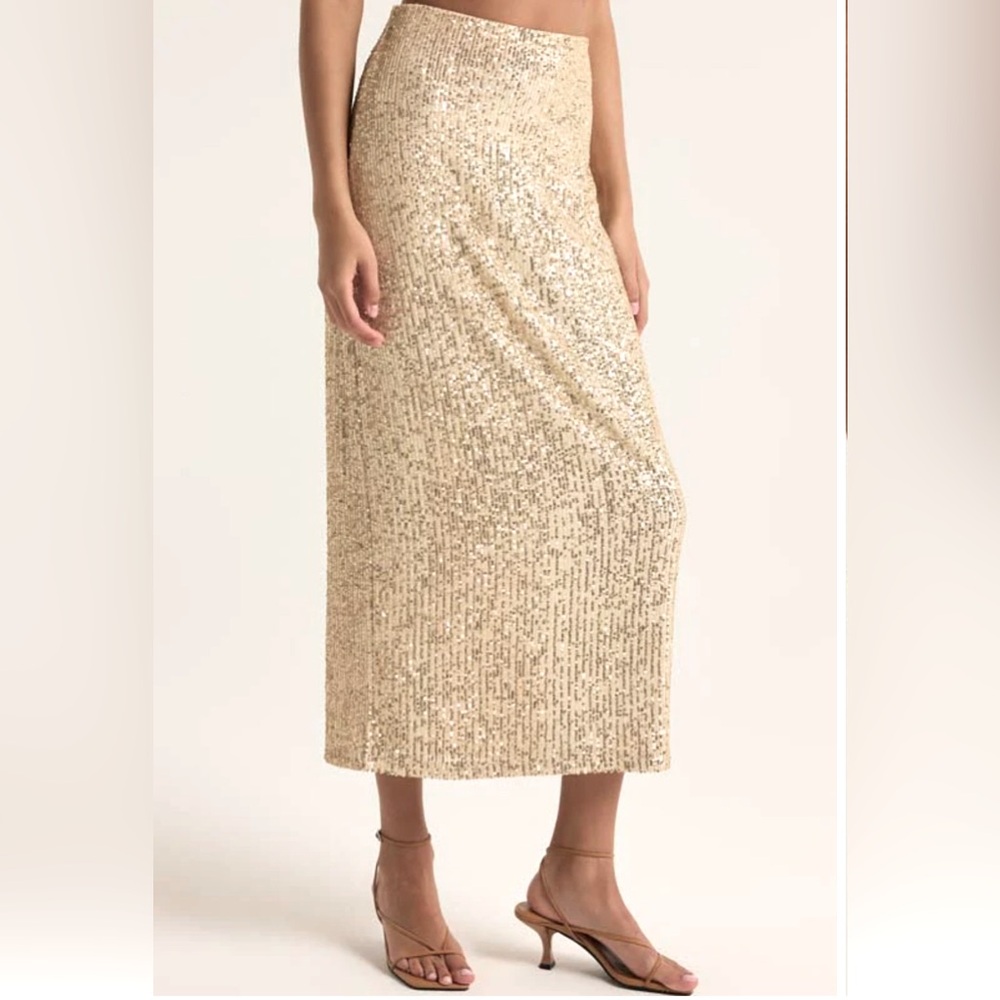 Z Supply Saturn Sequin Elegant Gold  Maxi Skirt